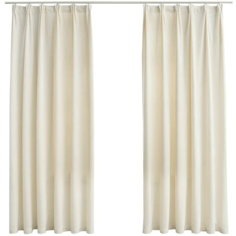 Rideaux occultants，Rideaux anti-lumière avec crochets 2 pcs Velours Crème 140x175 cm CFW60287