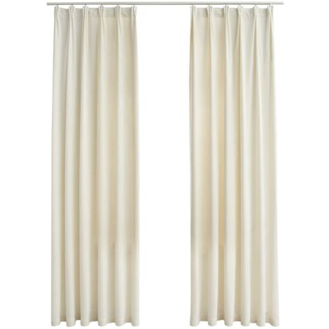 Rideaux occultants，Rideaux anti-lumière avec crochets 2 pcs Velours Crème 140x245 cm CFW52530