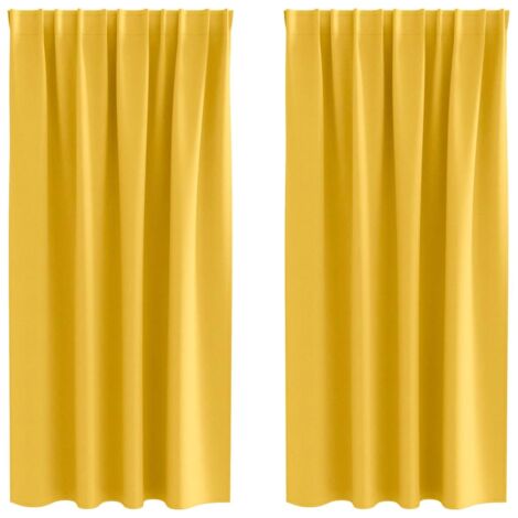 Rideaux occultants,Rideaux anti-lumière avec des rideaux Jaune moutarde Polyester CFW17731