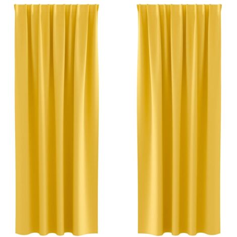 Rideaux occultants,Rideaux anti-lumière avec des rideaux Jaune moutarde Polyester CFW74674