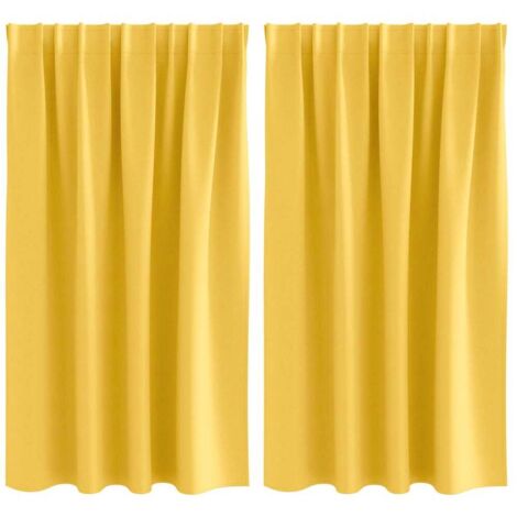 Rideaux occultants，Rideaux anti-lumière avec des rideaux Jaune moutarde Polyester CFW95439