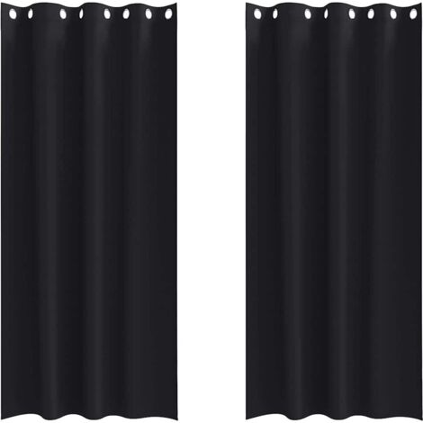 Rideaux occultants,Rideaux anti-lumière avec des rideaux Noir Polyester CFW69149