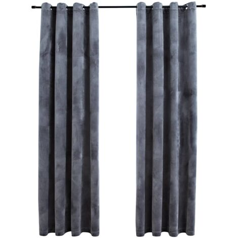 Rideaux occultants,Rideaux anti-lumière et anneaux 2 pcs Velours Anthracite 140x245cm CFW81367