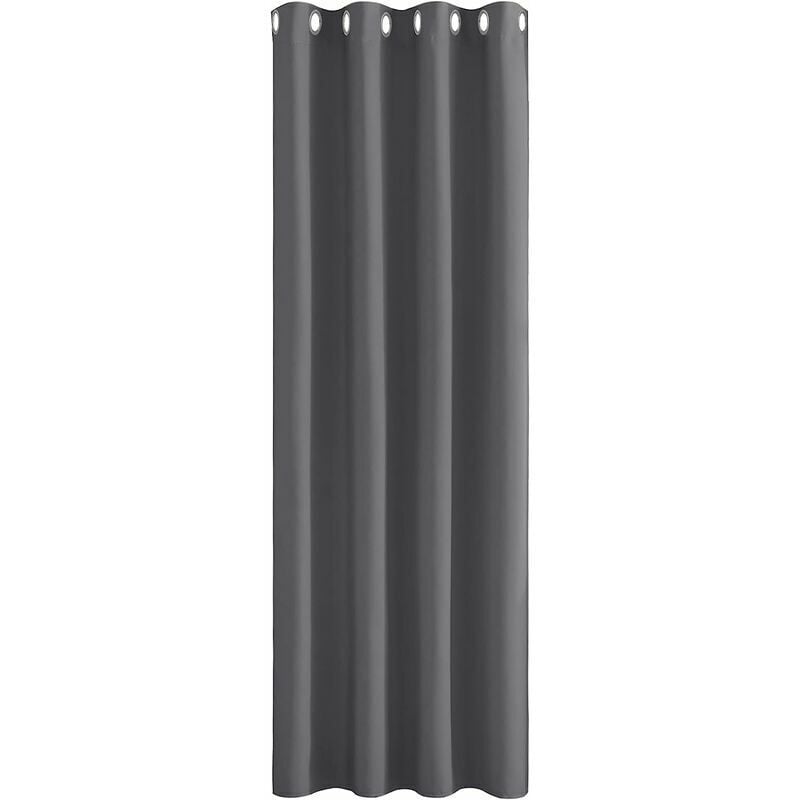 Start - Rideaux opaques courts - 1 pièce rideaux occultants rideaux gris à oeillets rideaux salon rideaux isolants protection contre le froid rideaux