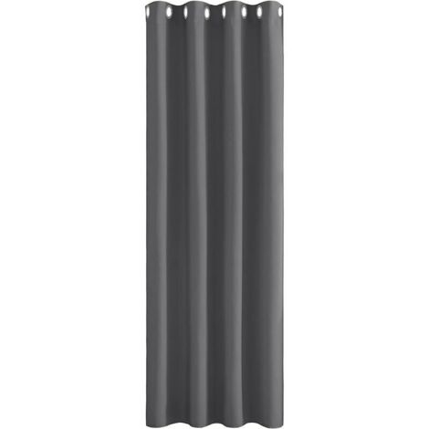 Rideaux opaques courts - 1 pièce rideaux occultants rideaux gris à oeillets rideaux salon rideaux isolants protection contre le froid rideaux opaques H 158 x L 132 cm
