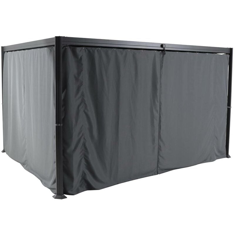 Hesperide - Rideaux pour pergola Belize ardoise 4x3m en polyester - Hespéride