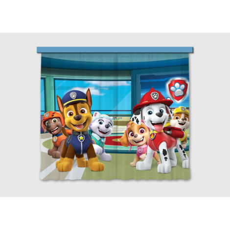 Rideaux Pat'Patrouille modèle dans la tour de commande - 2 pièces 90 cm x 160 cm - Multicolor