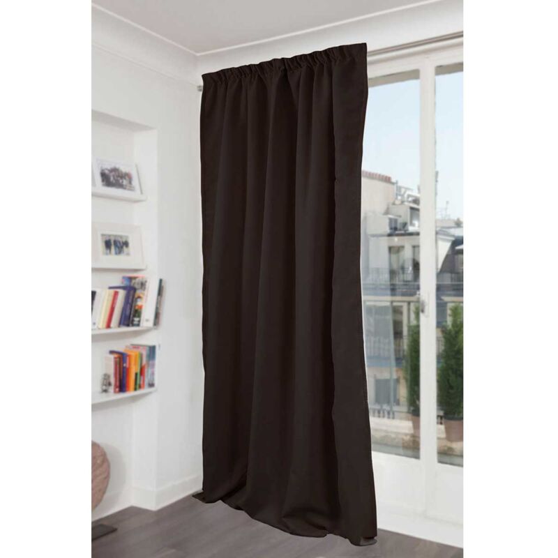 Homemaison - Rideau Phonique Occultant et Thermique 'moondream' galon fronceur Marron Foncé 140x260 cm