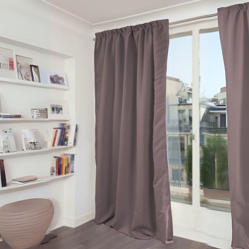 Homemaison - Rideau Phonique Occultant et Thermique 'moondream' galon fronceur Gris Foncé 140x260 cm