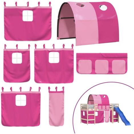 Rideaux pour lit mezzanine avec tunnel rose polyester CFW72584