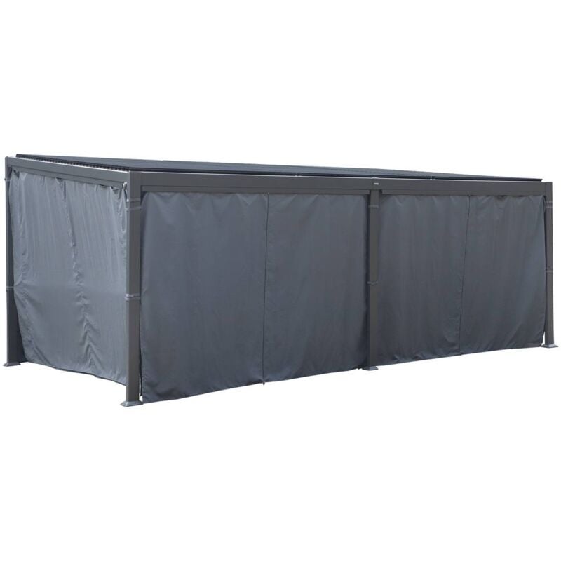 Rideaux pour pergola biocliamtique Avila Ardoise 6 x 3,5m en polyester - Hespéride