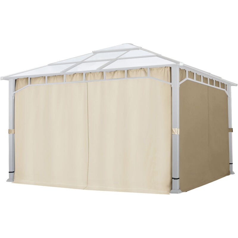 Toolport - Rideaux (set de 4 toiles) pour tonnelle de jardin Sunset Deluxe 4x4 m champagne