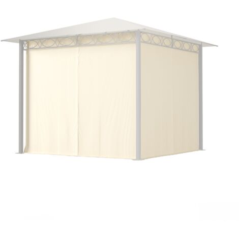 Rideaux (set de 4 toiles) pour tonnelle de jardin TOOLPORT Paradise Premium, 3x3 m, couleur champagne