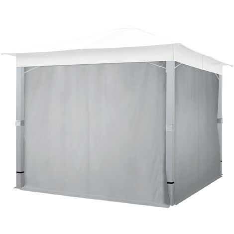 Rideaux (set de 4 toiles) pour tonnelle de jardin TOOLPORT Sunset Premium, 3x3 m, gris perle