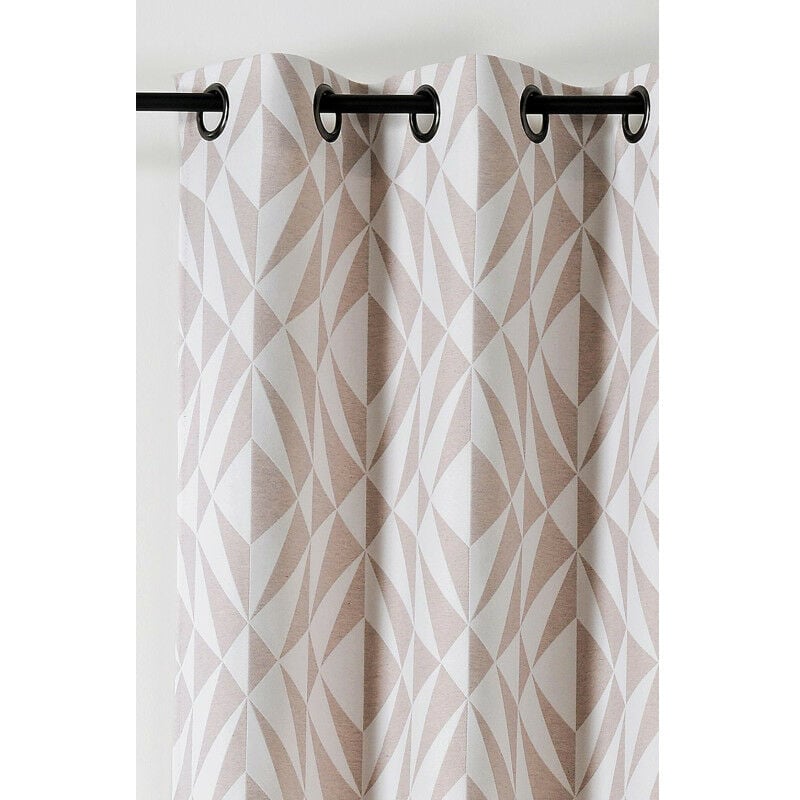 Linder - Rideau motif géométrique kaleo - 140x260cm - Rose