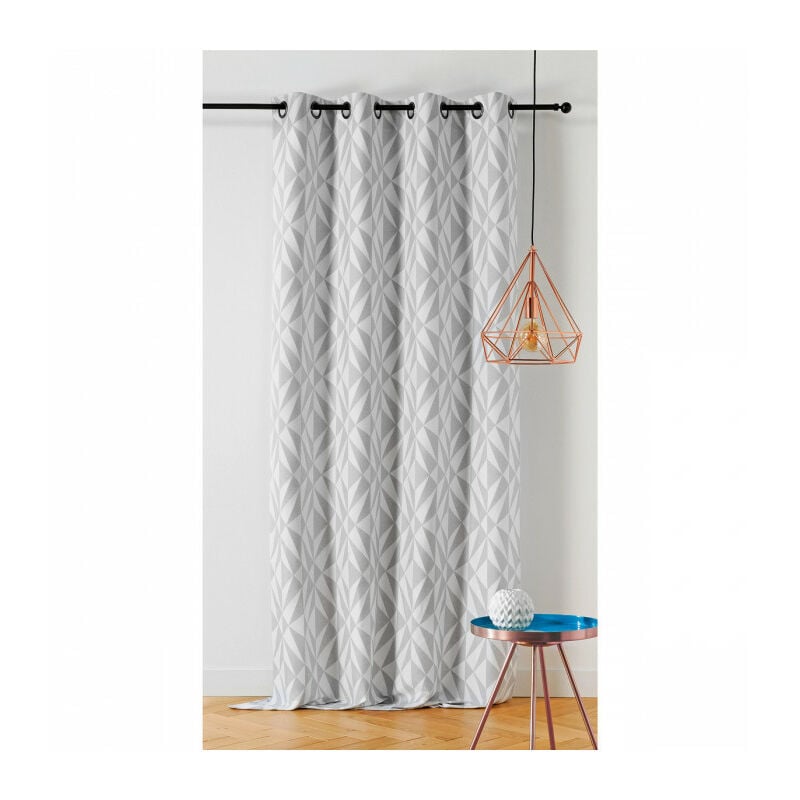 Linder - Rideau motif géométrique kaleo - 140x260cm - Gris