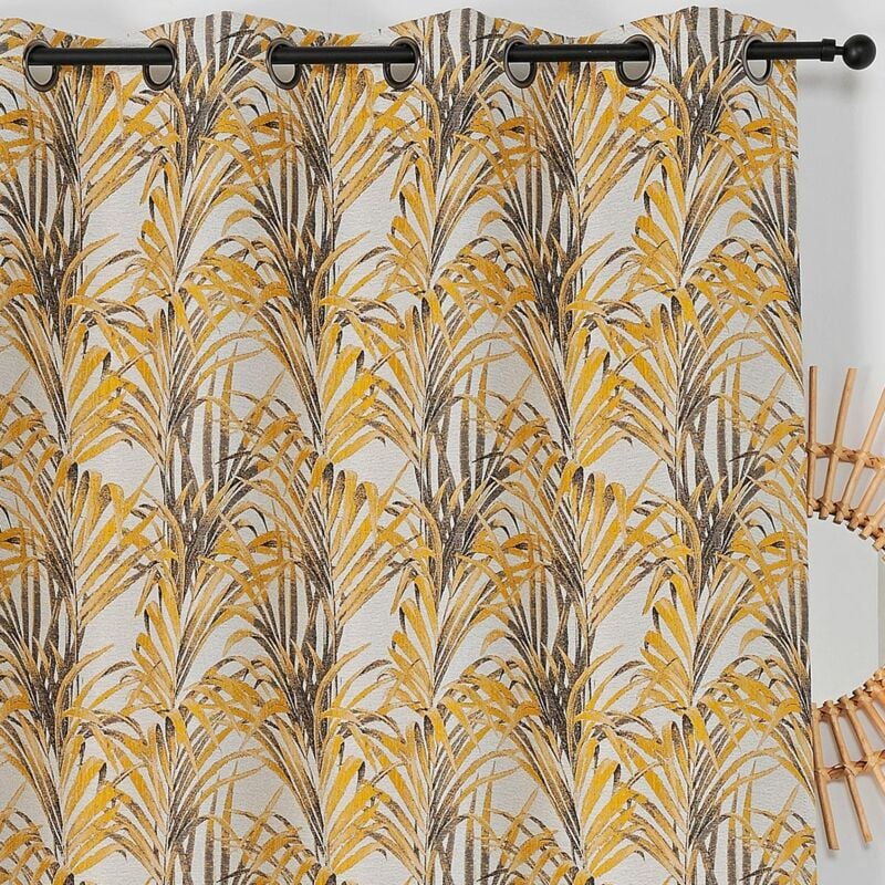 Rideau aux impressions exotiques Jaune 135x250 cm