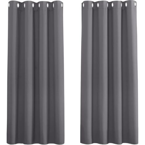 Rideaux Thermiques - Rideau Anti Froid/Chaleur Rideaux Occultant à Oeillets Décoration de Fenêtre Insonorisation Isolation pour Enfant/Adulte, 132 x 158 cm, Gris, 2 Panneaux