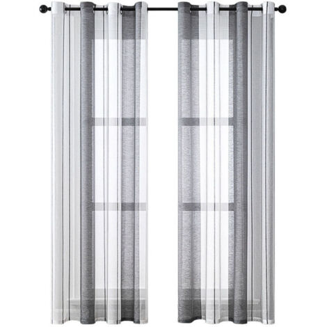 Rideaux Transparents à Oillets - Voile à Rayures - Rideau Décoratif