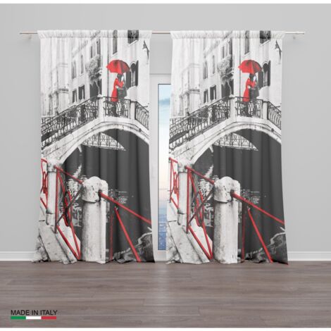 RIDEAUX VENISE PONTE INNAMORATI cm.160x300 emballé Made in ITALY mélange de lin