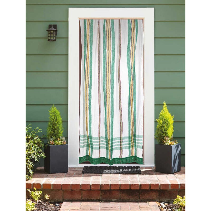 Rideau de porte moustiquaire en toile multicolore Vert 140 x 225 cm Morel