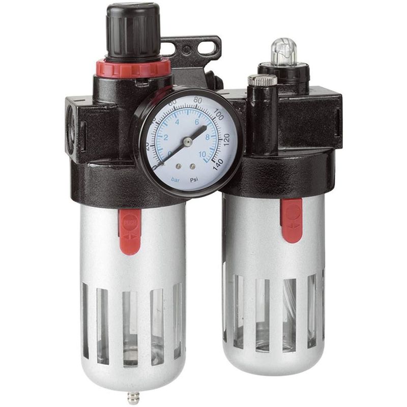 Image of Riduttore pressione filtro lubrificatore manometro compressore Fervi 0777/3