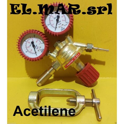 Riduttore di pressione ACETILENE in ottone con manometro gas compresso