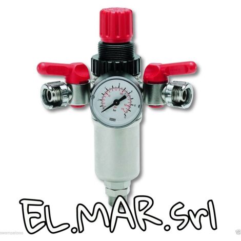 Riduttore di pressione attacco baionetta 1/2" M + MANOMETRO per Compressore Aria