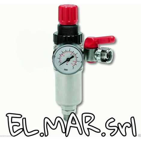 Riduttore di pressione attacco baionetta 3/8" M + MANOMETRO per Compressore Aria