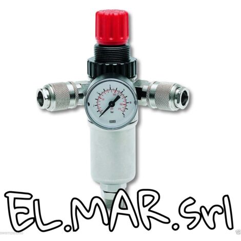 Riduttore di pressione attacco rapido 1/2" F + MANOMETRO per Compressore