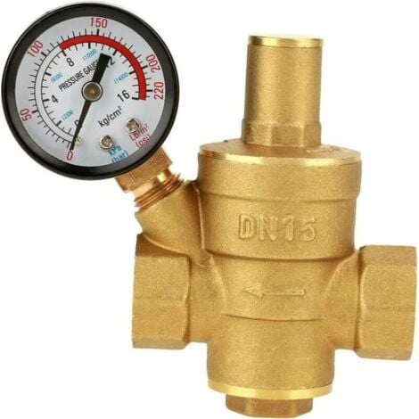 ZVD Riduttore di pressione dell'acqua in ottone DN15 con manometro - Uso domestico - 1 pz.