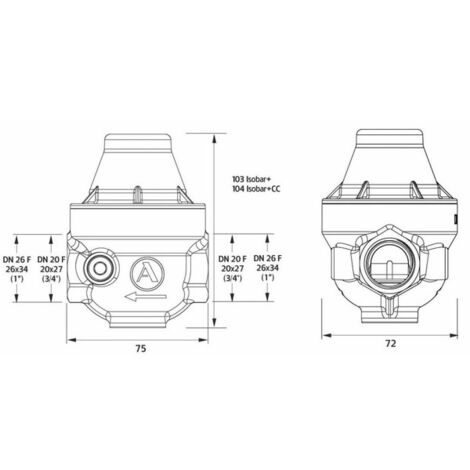 Riduttore isobar FF 3/4 coperchio composito iso20fcc