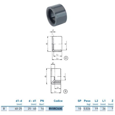 Riduzione M/F corta PVC-U metrico ø40x25 INPFRC140C00 - -  IRRITEC - -