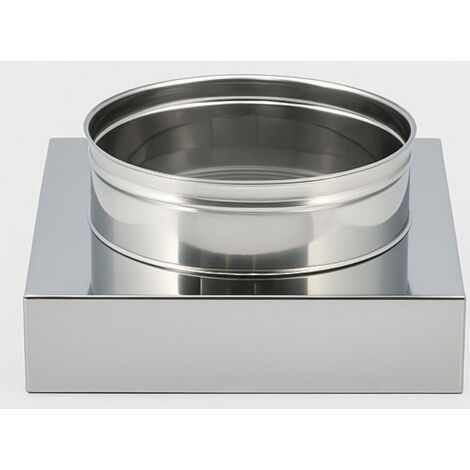 Riduzione quadra tonda 350x350 - Ø 300 mm, acciaio inox sp. 0,5 mm canna fumaria