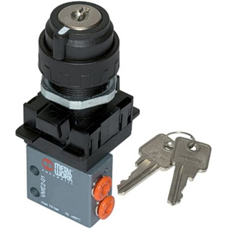 Riegler 3/2-Miniventil, manuell, Zugschalter, NC, bistabil, M5 seitl.