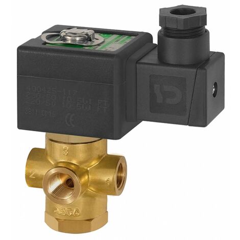 Riegler 3/2-Wege-MV., MS, NC, direktg. 24 V DC, NBR, Rp 1/4, PN 0-4 bar
