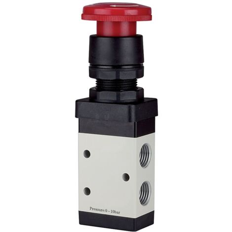 Riegler 3/2-Wegeventil, manuell »M3«, Pilztaster, Notrastung, NC, G 1/8