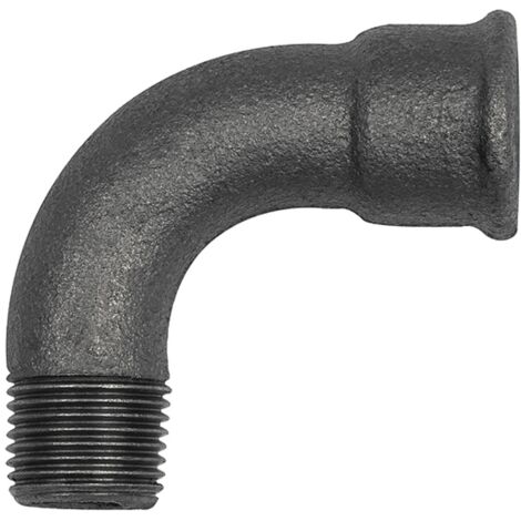 Riegler Bogen 1, 90°, lang, Rp 1 1/2 i., R 1 1/2 a., Temperguss schwarz
