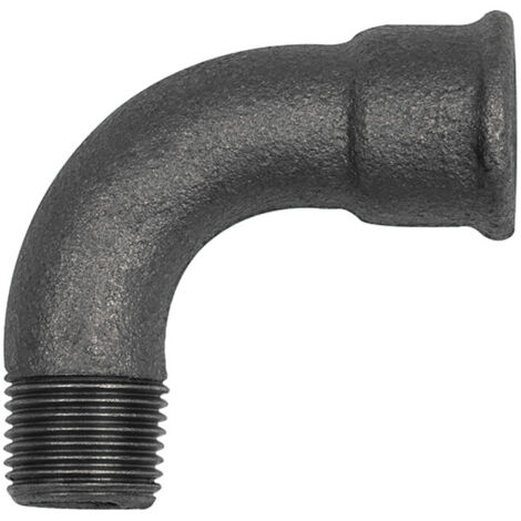 Riegler Bogen 1, 90 °, lang, Rp 1/2 i., R 1/2 a., Temperguss schwarz