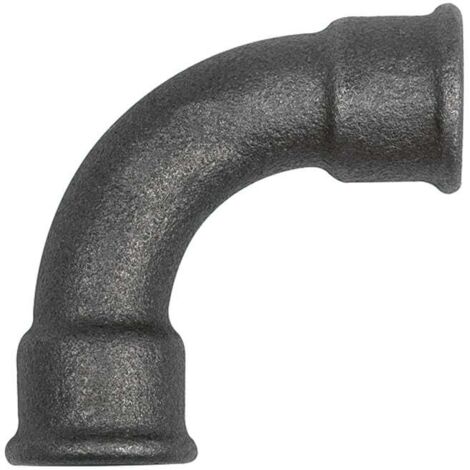 Riegler Bogen 2, 90°, lang, Rp 1/4 i., Rp 1/4 i., Temperguss schwarz