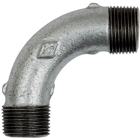 Riegler Bogen 3, lang, 90 °, AG/AG, R 1/2, schw. Temperguss feuerverz.