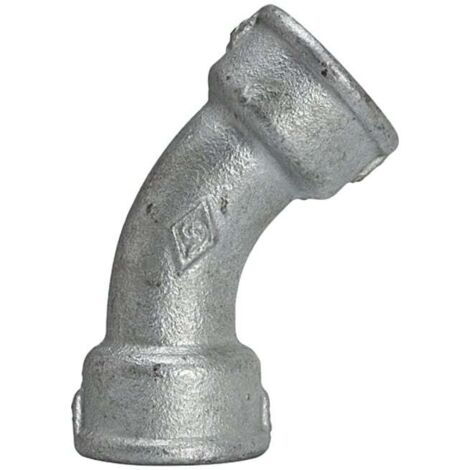 Riegler Bogen 41, 45°, IG/IG, Rp 1 1/2, schwarzer Temperguss feuerverz.