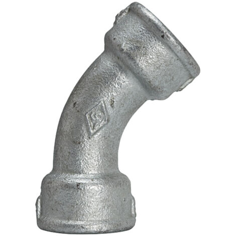 Riegler Bogen 41, 45°, IG/IG, Rp 3/8, schwarzer Temperguss feuerverz.