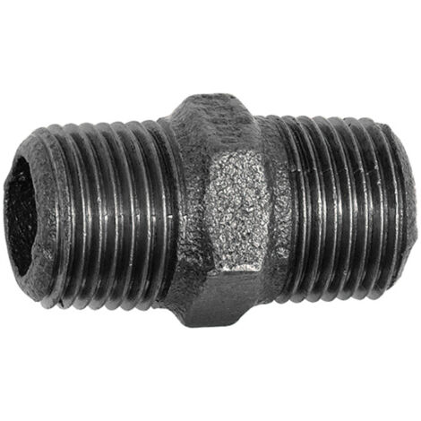Riegler Doppelgewindenippel 280, R 1/2 a., R 1/2 a., Temperguss schwarz