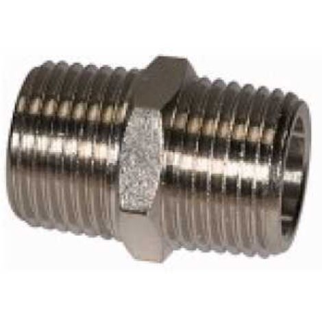 Riegler Doppelgewindenippel G 1 a., G 1 a., SW 41, Messing vernickelt
