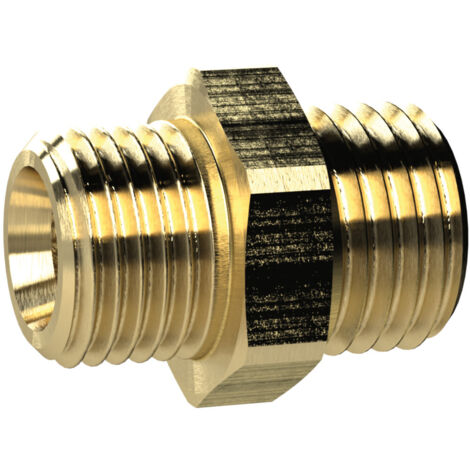 Riegler Doppelgewindenippel, metrisch, M5 a., M5 a., SW 7, Messing