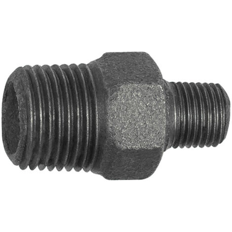 Riegler Doppelgew.nippel 245 red., R 3/8 a., R 1/4 a., Temperguss schwarz