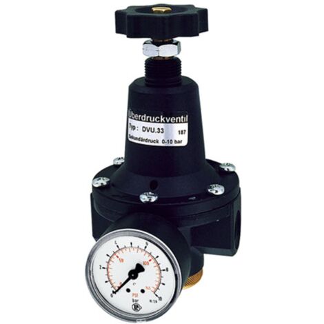 Riegler Druckbegrenzungsventil, inkl. Manometer, G 1/2, 0,1 - 3,0 bar