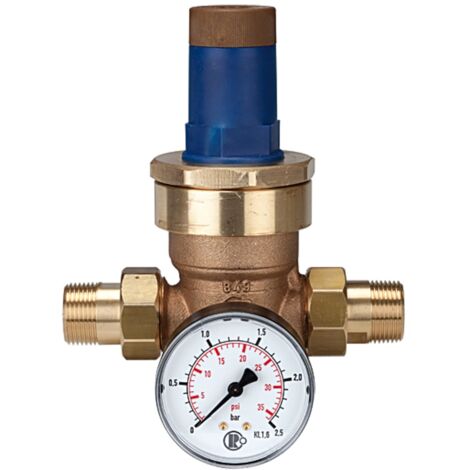Riegler Druckregler für Wasser, inkl. Manometer, R 1/2, 0,2 - 2 bar