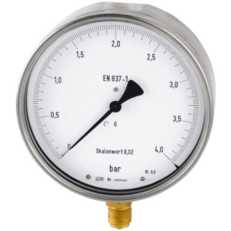 Riegler Feinmessmanometer, G 1/2 radial unten, 0 - 6,0 bar, Ã˜ 160, 1164